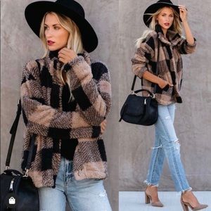 Vici Bonfire Stories Plaid Pocketed Jacket